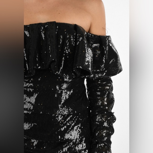 ATTICO Black Polyester Sequined Mini Dress Size 44, US 10-12.  Stunning! PROM - Picture 4 of 12